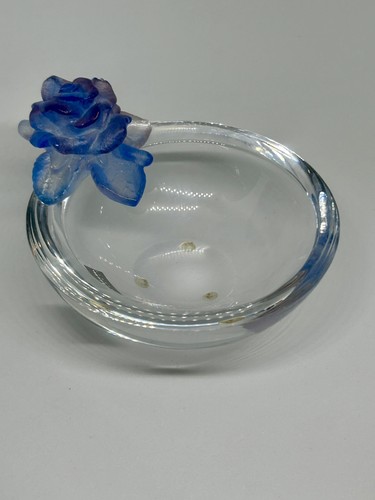 Blue flower pink crystal bowl - flower,