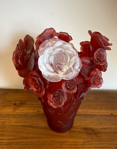 Daum red and white vase - daum,
