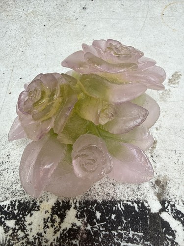 Daum pate verre pink roses - de,
